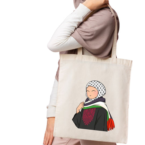 Tote bag - Free Palestine bag girl