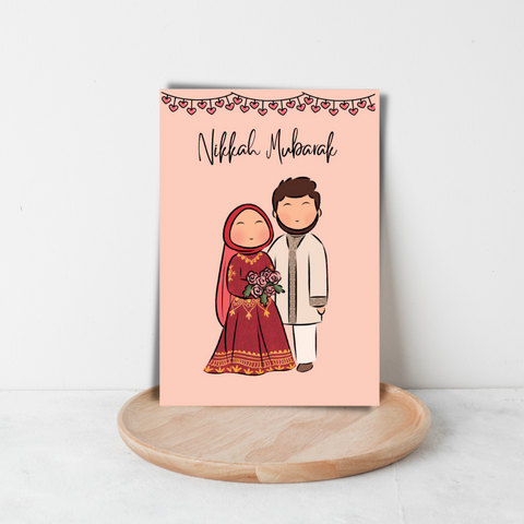 Nikkah Mubarak card - red clothes