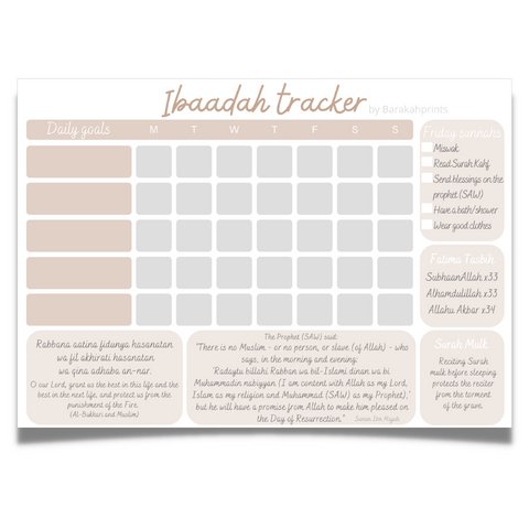 Ibaadah tracker whiteboard